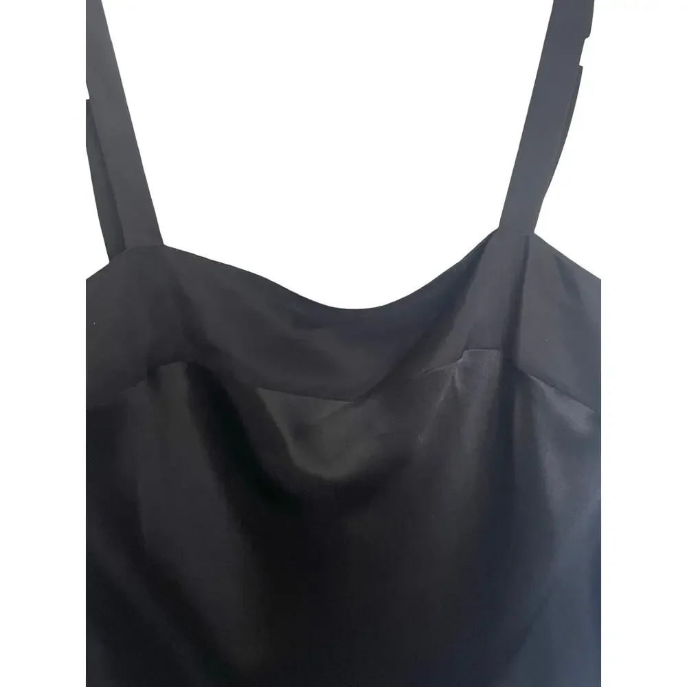 Silkscreen Black 100% Silk Cami Tank Sz M Coquette Dark Feminine Sultry Festival